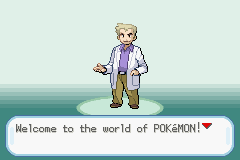 Pokémon LeafGreen Version (Game Boy Advance) screenshot: Prof. Oak welcomes you.