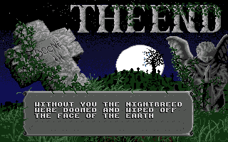 Clive Barker's Nightbreed: The Interactive Movie (Amiga) screenshot: Game over...