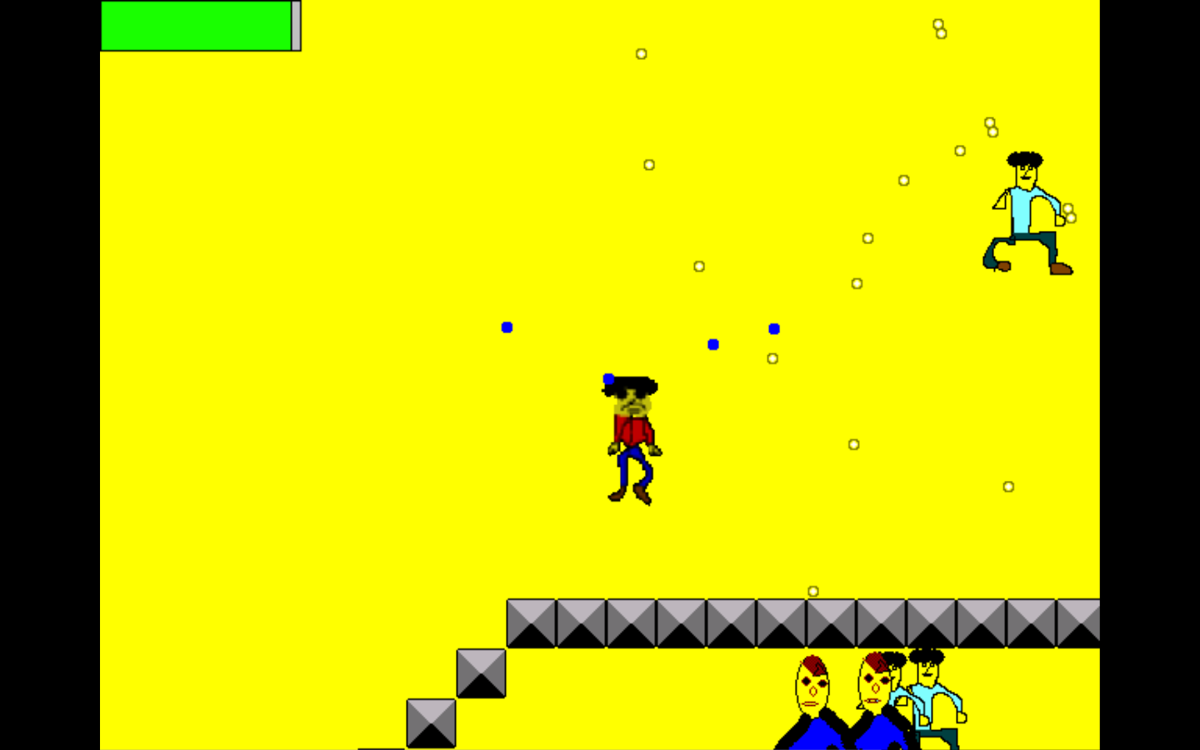 Seid (Windows) screenshot: Confronting a couple of flying human enemies who fire bullets at you.