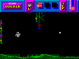 Kinetik (ZX Spectrum) screenshot: The white dots affect gravity