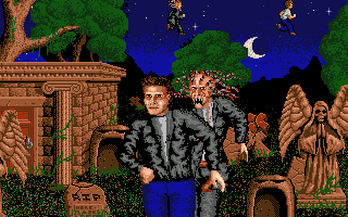 Clive Barker's Nightbreed: The Interactive Movie (Amiga) screenshot: I have to press the mouse-button as fast as I can to run away from this guy.
