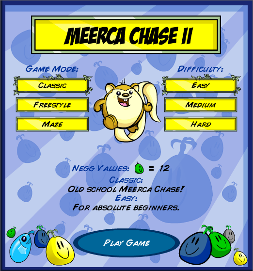 Meerca Chase II (Browser) screenshot: Menu screen
