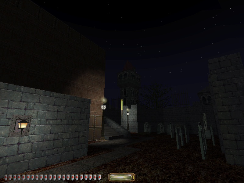Thief II: The Metal Age (Windows) screenshot: The game is soaking in atmosphere. Just stand still for a moment in this graveyard...