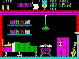 Pyjamarama (ZX Spectrum) screenshot: Soon someone will be awakened.