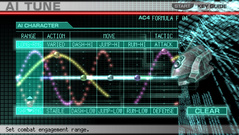 Armored Core: Formula Front - Extreme Battle (PSP) screenshot: AC AI Tuning