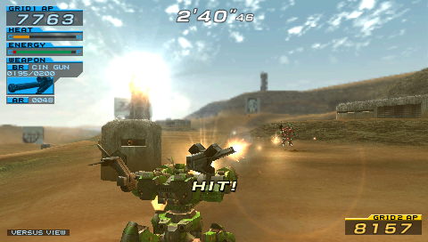 Armored Core: Formula Front - Extreme Battle (PSP) screenshot: The red one has been hit.