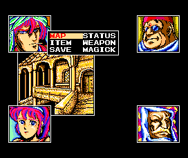 Exile (MSX) screenshot: The main party screen