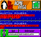 Austin Powers: Welcome to My Underground Lair! (Game Boy Color) screenshot: Browse a fake internet with the unibrowser