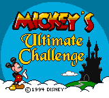 Mickey's Ultimate Challenge (Game Gear) screenshot: Title screen.