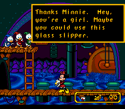 Mickey's Ultimate Challenge (Genesis) screenshot: Minnie gains a crystal slipper.