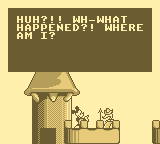 Mickey's Ultimate Challenge (Game Boy) screenshot: Mickey awakens in a strange kingdom.