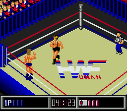 Thunder Pro Wrestling Retsuden (Genesis) screenshot: Charging