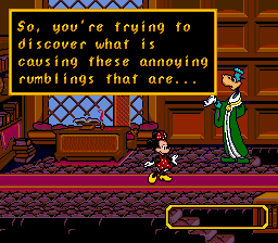 Mickey's Ultimate Challenge (Genesis) screenshot: Minnie finds her first friend, who'll ask her help.