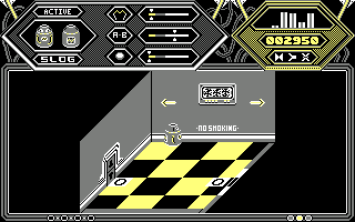The Fifth Quadrant (Amstrad CPC) screenshot: No smoking beyond this point