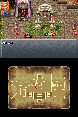 Chrono Trigger (Nintendo DS) screenshot: Ouch, Crono crashes against Marle.