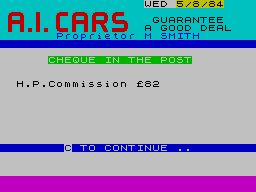 New Wheels John? (ZX Spectrum) screenshot: Green means money in