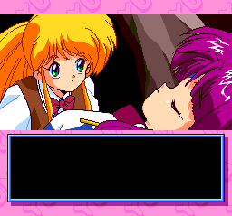 Ginga Ojōsama Densetsu Yuna 2: Eien no Princess (TurboGrafx CD) screenshot: The first meeting with the android Yuri