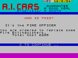 New Wheels John? (ZX Spectrum) screenshot: Where there's smoke, there's fired