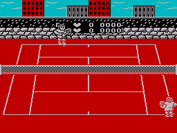 Pro Tennis Simulator (ZX Spectrum) screenshot: Player 1 to serve