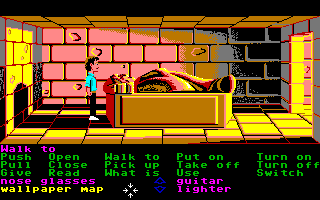 Zak McKracken and the Alien Mindbenders (Amiga) screenshot: Looking around a tomb.