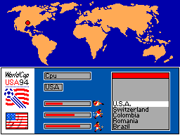 World Cup USA 94 (SEGA Master System) screenshot: World cup: team select