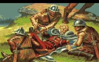 Conquests of the Longbow: The Legend of Robin Hood (Amiga) screenshot: King Richard has been captured!