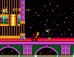 Taz in Escape from Mars (SEGA Master System) screenshot: Taz meets Daffy Duck.