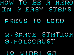 How to be a Hero (ZX Spectrum) screenshot: Level 1's title (Egyptian) is obscured