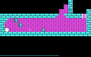 Dunjax (DOS) screenshot: Those alien bastards are gonna pay for shooting up my ride (CGA, v1.02)