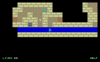Dunjax (DOS) screenshot: Watch out for those rock-hurling trolls (VGA, v2.5)