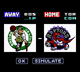 NBA in the Zone 2000 (Game Boy Color) screenshot: VS screen