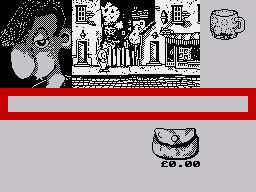 Sidewalk (ZX Spectrum) screenshot: Lost this one and got mugged