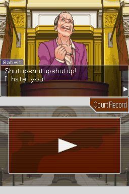 Phoenix Wright: Ace Attorney (Nintendo DS) screenshot: He's breaking.