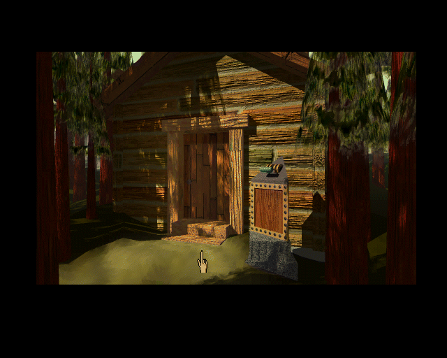 Myst (Amiga) screenshot: The cabin in the woods.