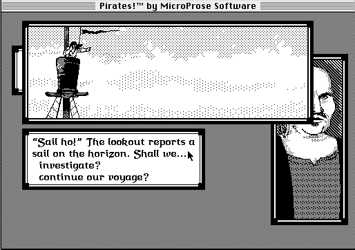 Sid Meier's Pirates! (Macintosh) screenshot: Another ship is spotted.