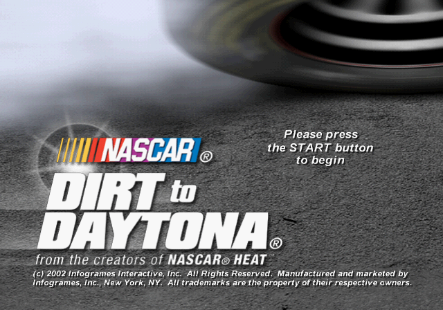 NASCAR: Dirt to Daytona (PlayStation 2) screenshot: Title screen.