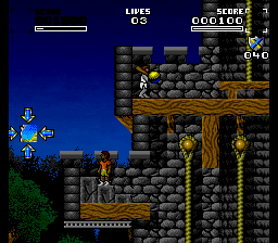 Dream TV (SNES) screenshot: Fetching another puzzle piece above the castle