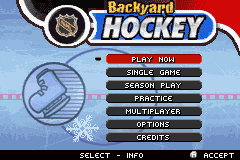 Backyard Hockey (Game Boy Advance) screenshot: Menu