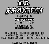Dr. Franken (Game Boy) screenshot: Title screen