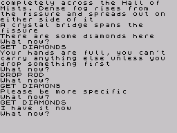 Colossal Adventure (ZX Spectrum) screenshot: Diamonds are forever annoying to type