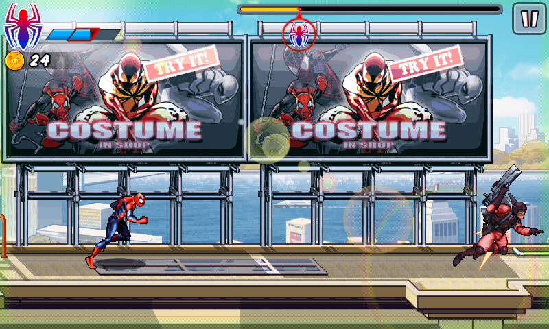 Spider-Man: Ultimate Power (Android) screenshot: Chasing the target