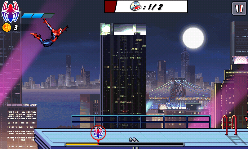 Spider-Man: Ultimate Power (Android) screenshot: Long jump on the roof