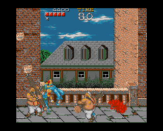 Ninja Gaiden (Amiga) screenshot: He hits me with his log. Ouch!
