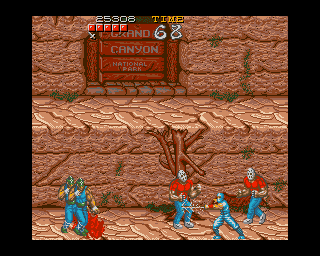 Ninja Gaiden (Amiga) screenshot: Swords can be found in barrels, but you can only use them for a limited time.