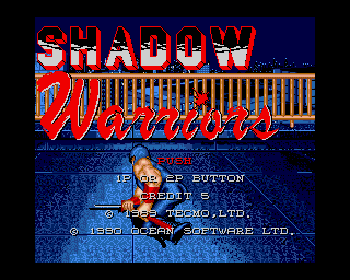 Ninja Gaiden (Amiga) screenshot: The title screen. If you choose 2 players, you will both play at the same time.