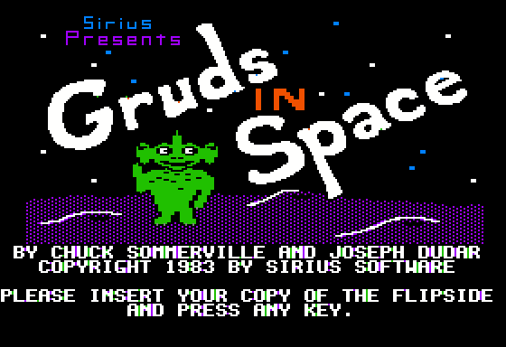 Gruds in Space (Apple II) screenshot: Title screen