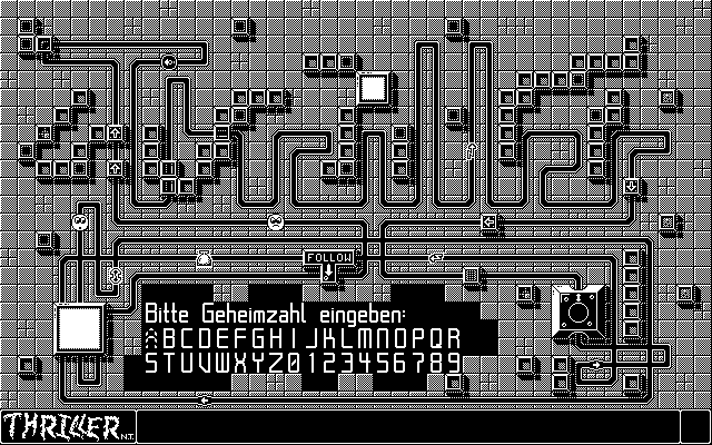 Thriller (Atari ST) screenshot: Level pasword entry screen