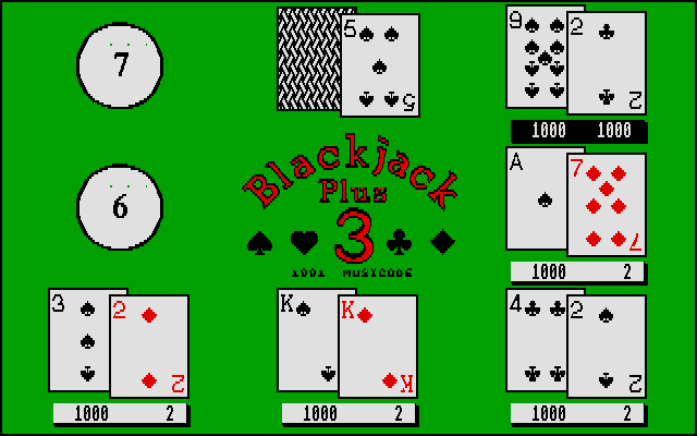 Black Jack Plus 3 (Atari ST) screenshot: The game is afoot
