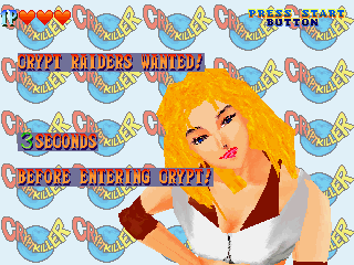 Crypt Killer (SEGA Saturn) screenshot: This crude polygonal babe persuades you to join the game.