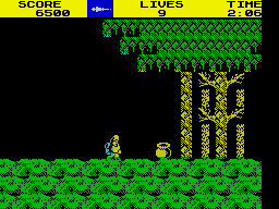 Ghosts 'N Goblins (ZX Spectrum) screenshot: At entrance to forest.